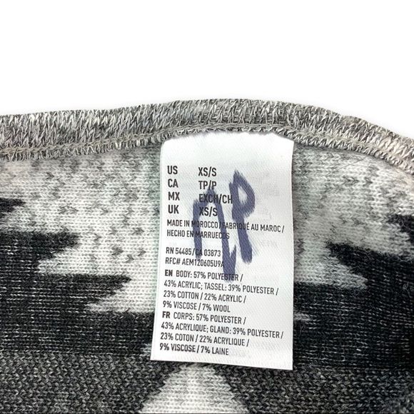 American Eagle Women XS/S Southwestern Print Wool Blend Poncho Wrap Aztec Black - Picture 10 of 12